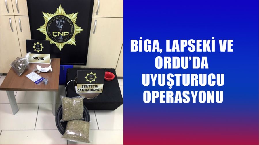 Biga, Lapseki ve Ordu’da Uyuşturucu Operasyonu 5 Kişi Tutuklandı