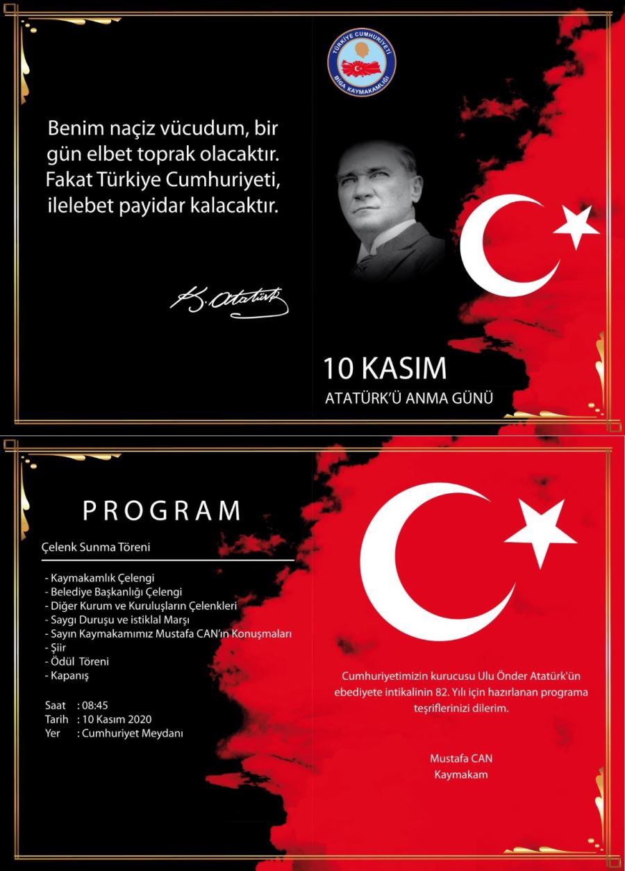 Biga 10 Kasım Atatürk’ü Anma Etkinlikleri