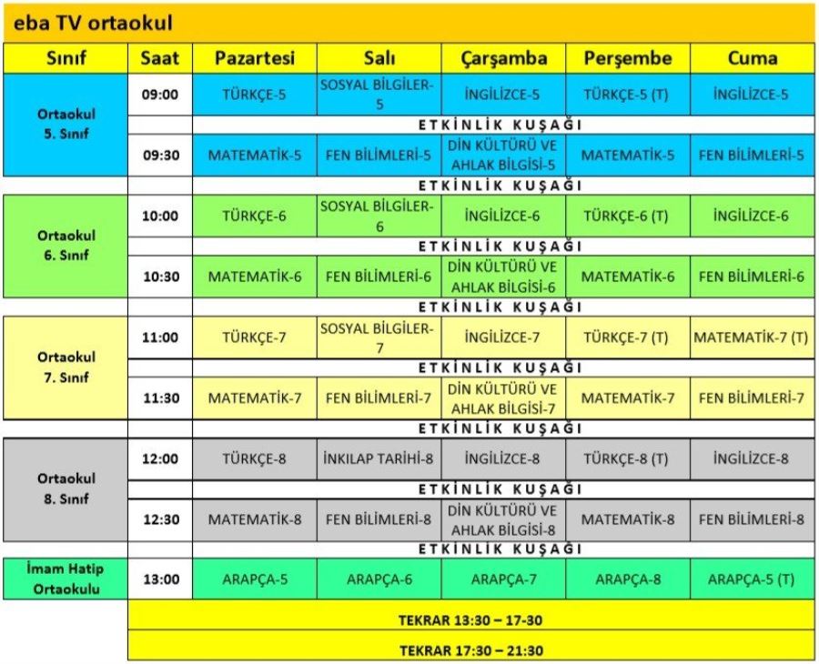 Uzaktan Eğitim Ders Programı