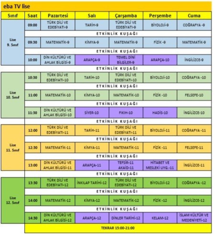 Uzaktan Eğitim Ders Programı