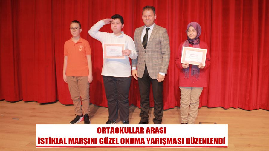 Biga’da Ortaokullar Arası İstiklal Marşını Güzel Okuma Yarışması Düzenlendi