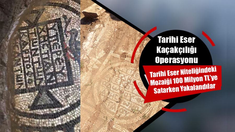 Biga’da Tarihi Eser Niteliğindeki Mozaiği 100 Milyon TL’ye Satarken Yakalandılar