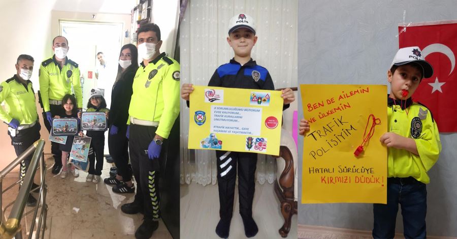 Biga İlçe Emniyet Müdürlüğü Polisleri Trafik Haftasında Çocukları Evlerinde Ziyaret Etti