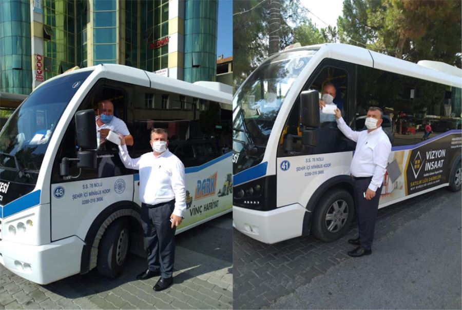 Biga Şehiriçi Minibüs Şoförlerine Maske Dağıtıldı