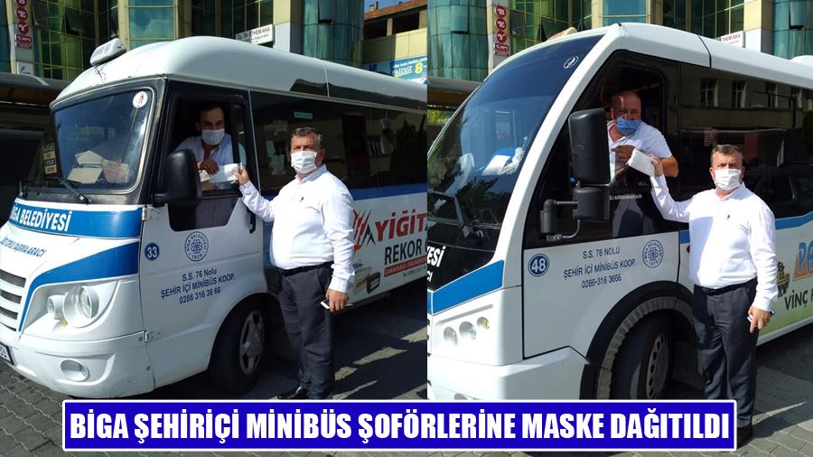 Biga Şehiriçi Minibüs Şoförlerine Maske Dağıtıldı