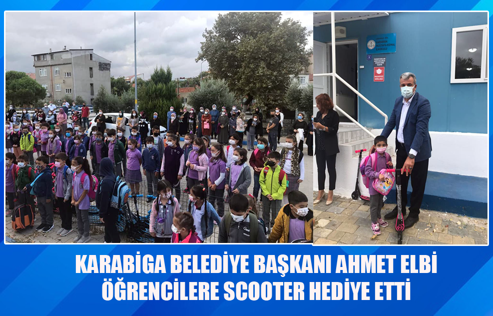 Karabiga Belediye Başkanı Ahmet Elbi Öğrencilere Scooter Hediye Etti